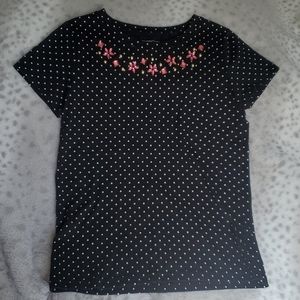 Black w/ White Polka Dots Shirt w/Jewel embellis